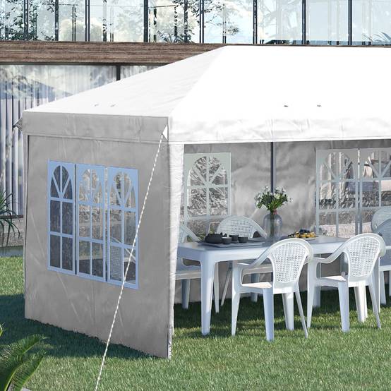 Tonnelle pliante polyester blanc 585 x 295 x 270 cm - PANGIVO - Image 10