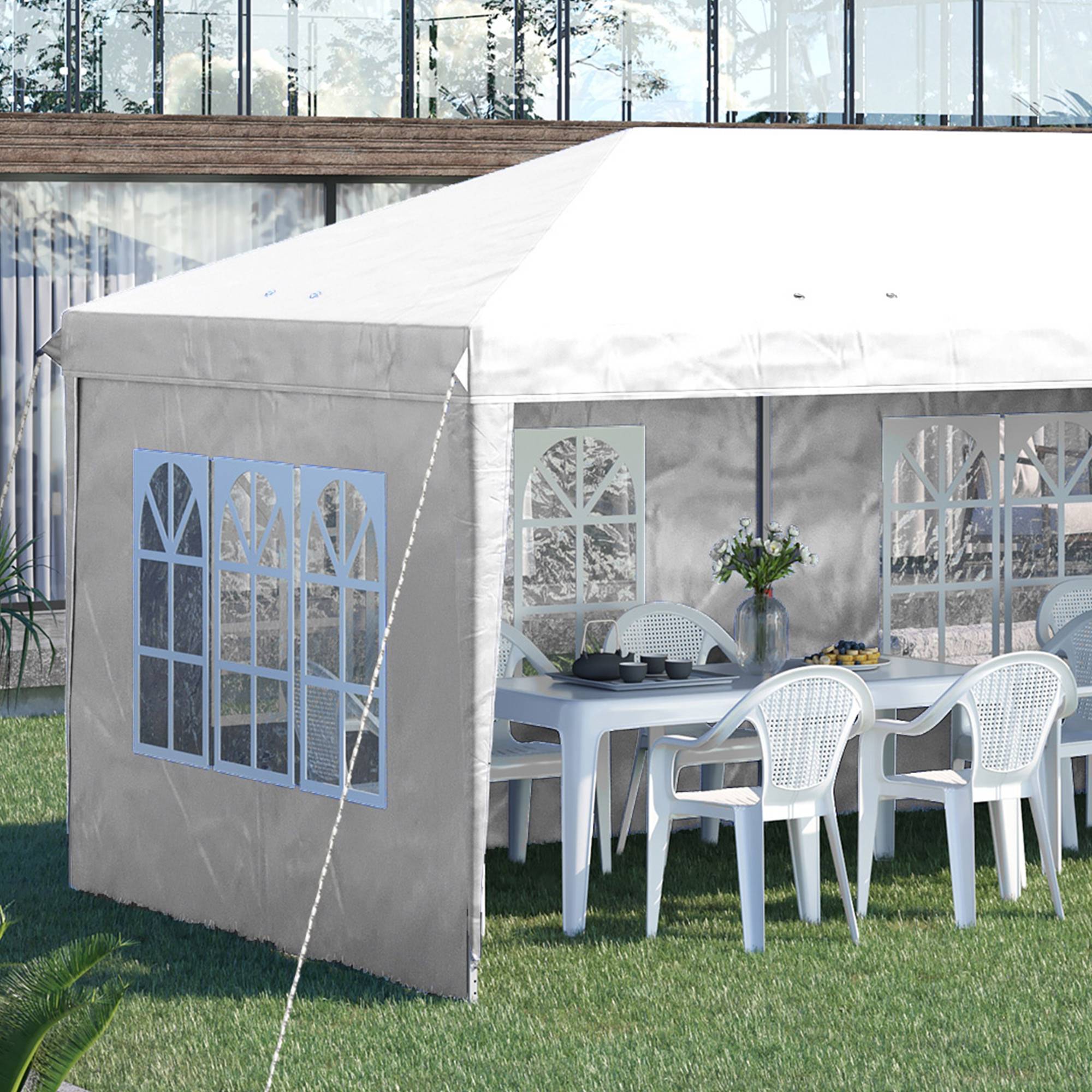 Tonnelle pliante polyester blanc 585 x 295 x 270 cm - PANGIVO - Image 10