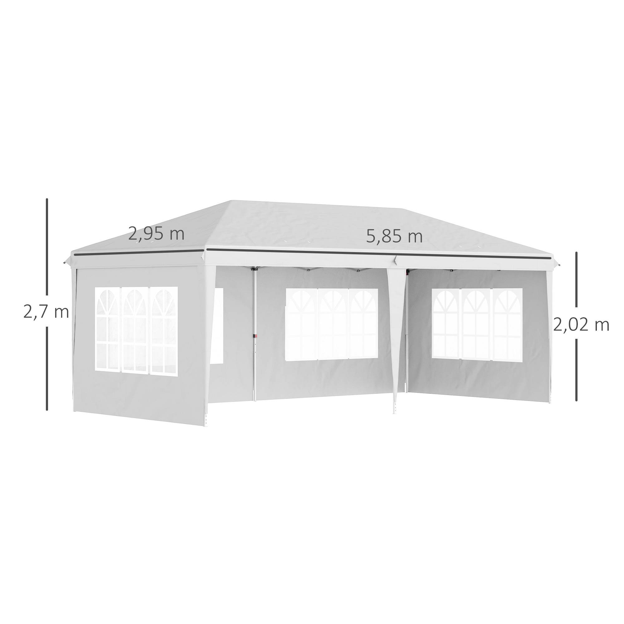 Tonnelle pliante polyester blanc 585 x 295 x 270 cm - PANGIVO - Image 5