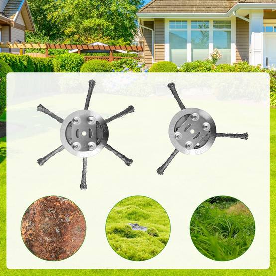Tête de coupe-fil - Brosse métallique - Pour tondeuses à gazon - 6 lames / 3 lames - Trou intérieur de 5 mm - Lot de 2 - Argent-Lytech - Image 5