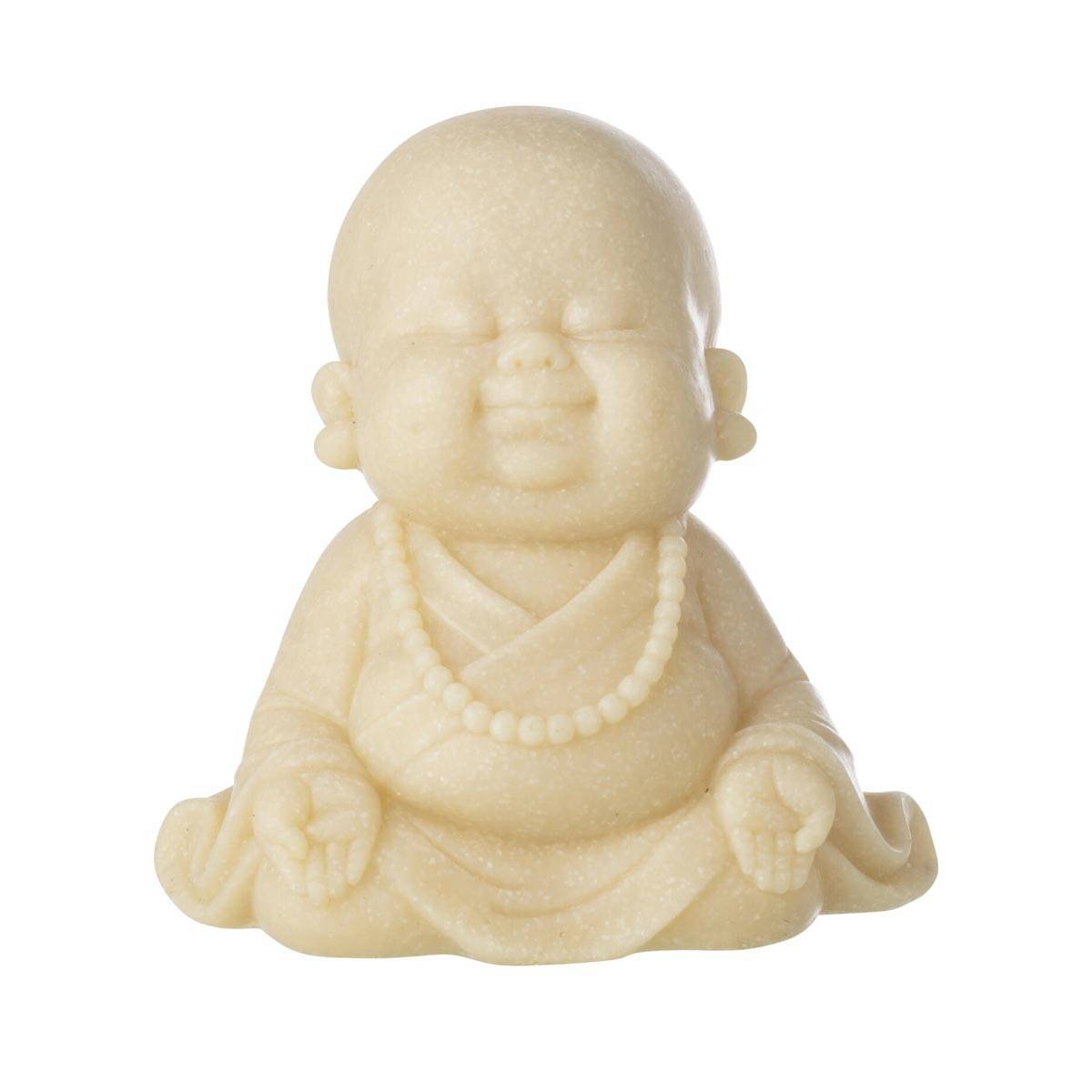 J-Line - Statuette Déco Moine Zen "Bodhi" 20cm Jaune - Image 1