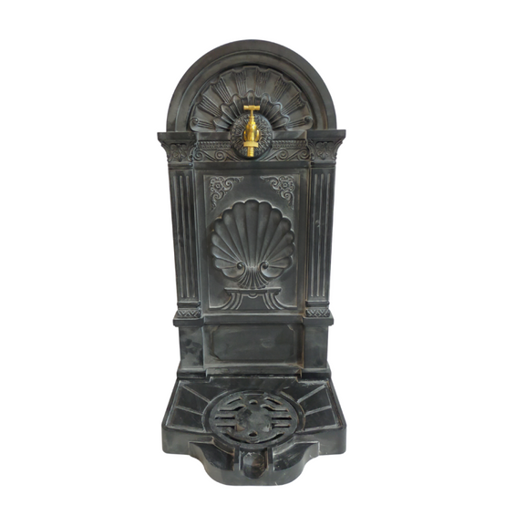 Fontaine de jardin extérieur fonte aluminium noire coquillage 84cm Chemin de campagne - Imagen 1