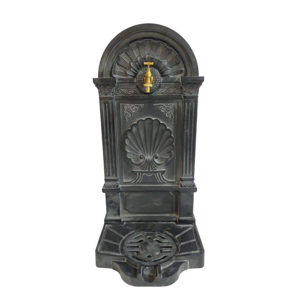 Fontaine de jardin extérieur fonte aluminium noire coquillage 84cm Chemin de campagne - Imagen 1