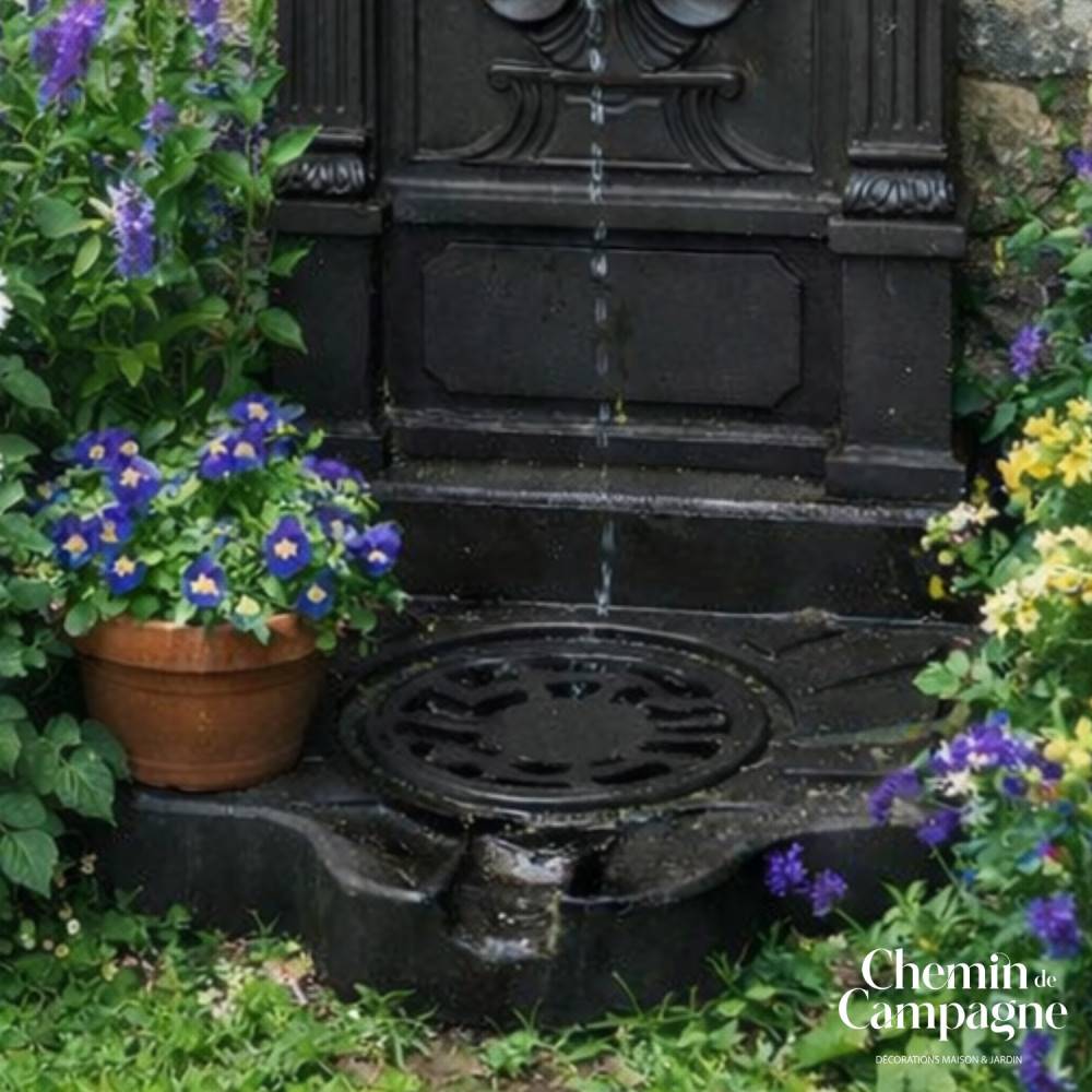 Fontaine de jardin extérieur fonte aluminium noire coquillage 84cm Chemin de campagne - Imagen 4