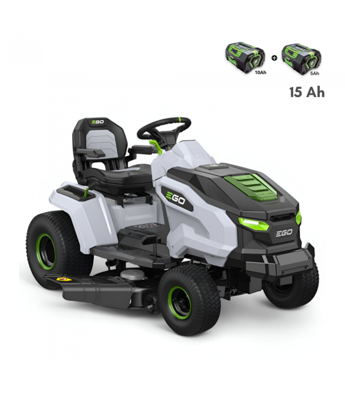 Tondeuse électrique autoportée avec pack batteries 15 Ah et chargeur mural, coupe mulching 107 cm - EGO TR4201E - Image 1