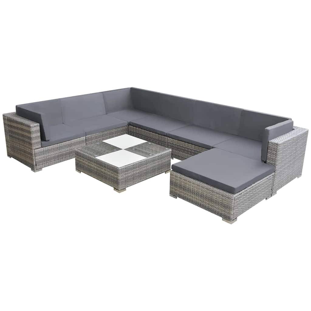 Vidaxl - Salon de jardin 8 pcs avec coussins Résine tressée Gris vidaXL 42738 - Imagen 1