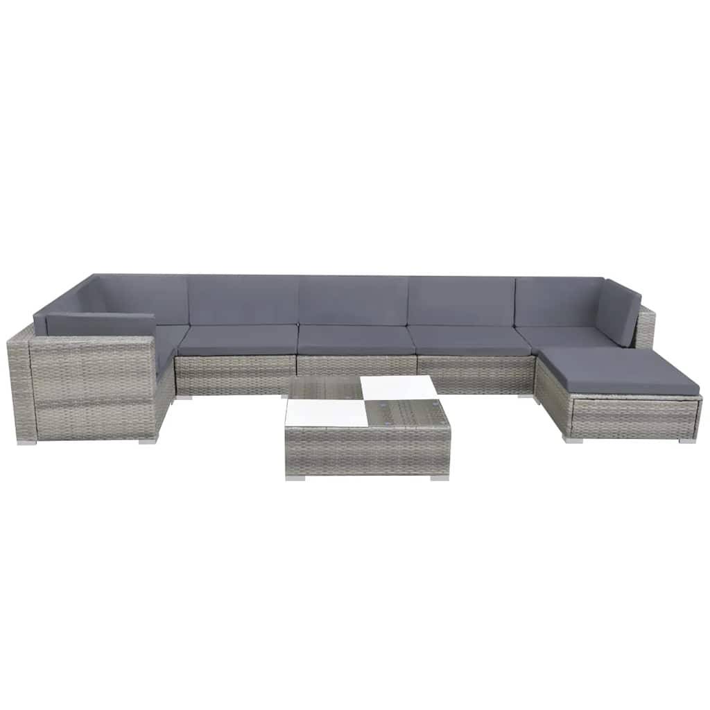Vidaxl - Salon de jardin 8 pcs avec coussins Résine tressée Gris vidaXL 42738 - Imagen 4