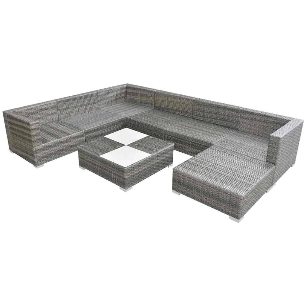Vidaxl - Salon de jardin 8 pcs avec coussins Résine tressée Gris vidaXL 42738 - Imagen 2