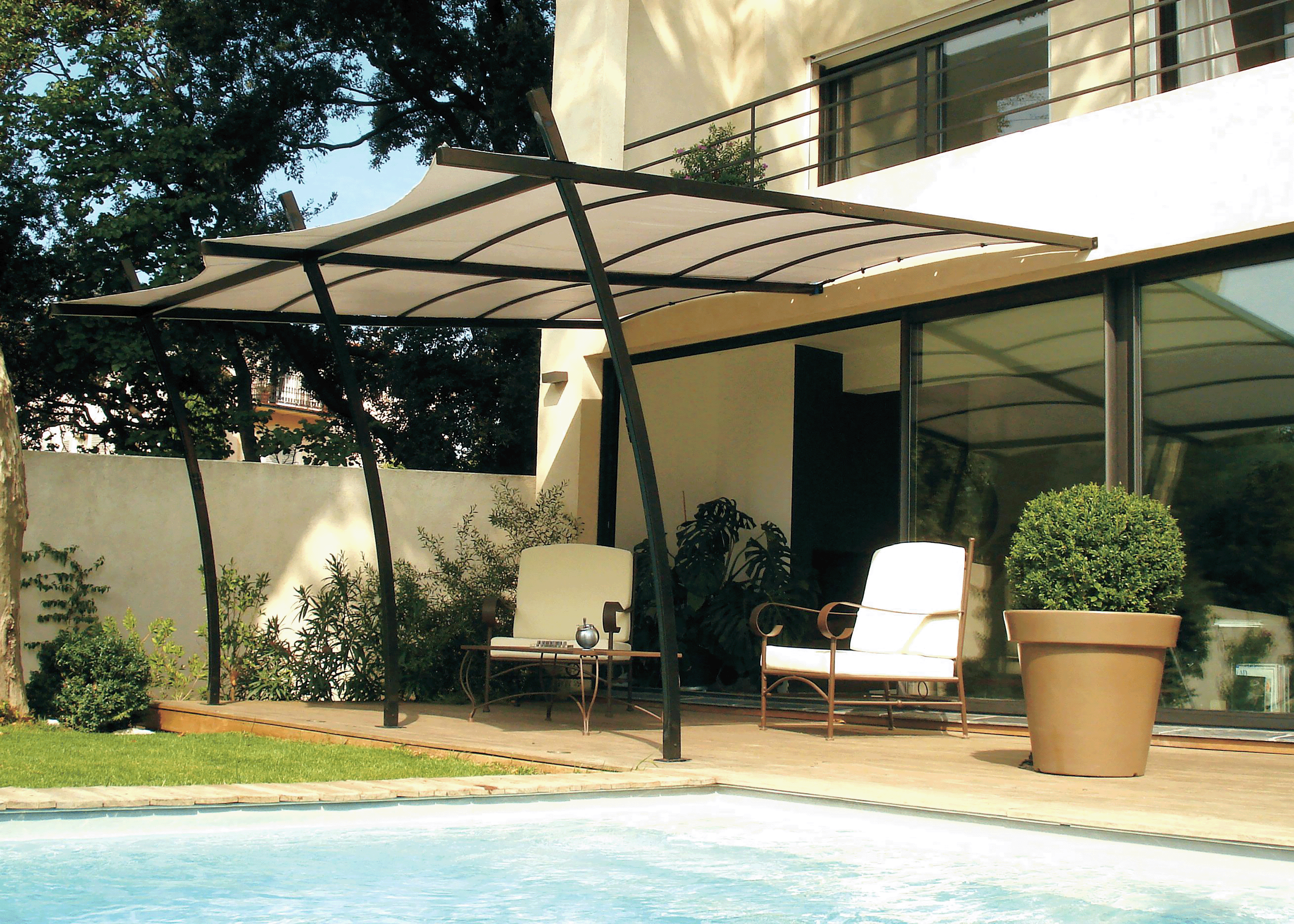 Couleurs du monde - Sydney - Pergola adossée 3x4m avec toile d'ombrage 260gr/m² - Couleurs du Monde - Imagen 1