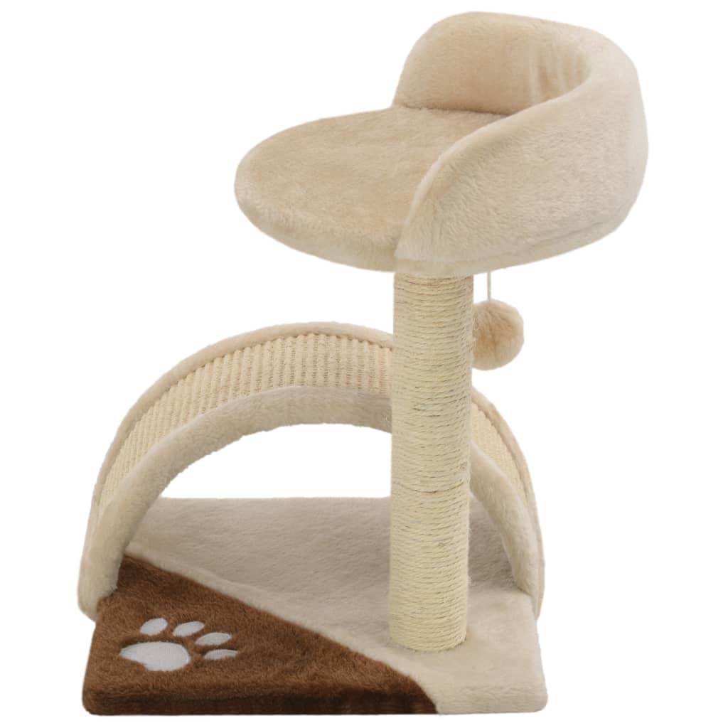 Arbre à chat, Tour à chat avec griffoir en sisal 40 cm Beige et Marron MP45 - Image 3