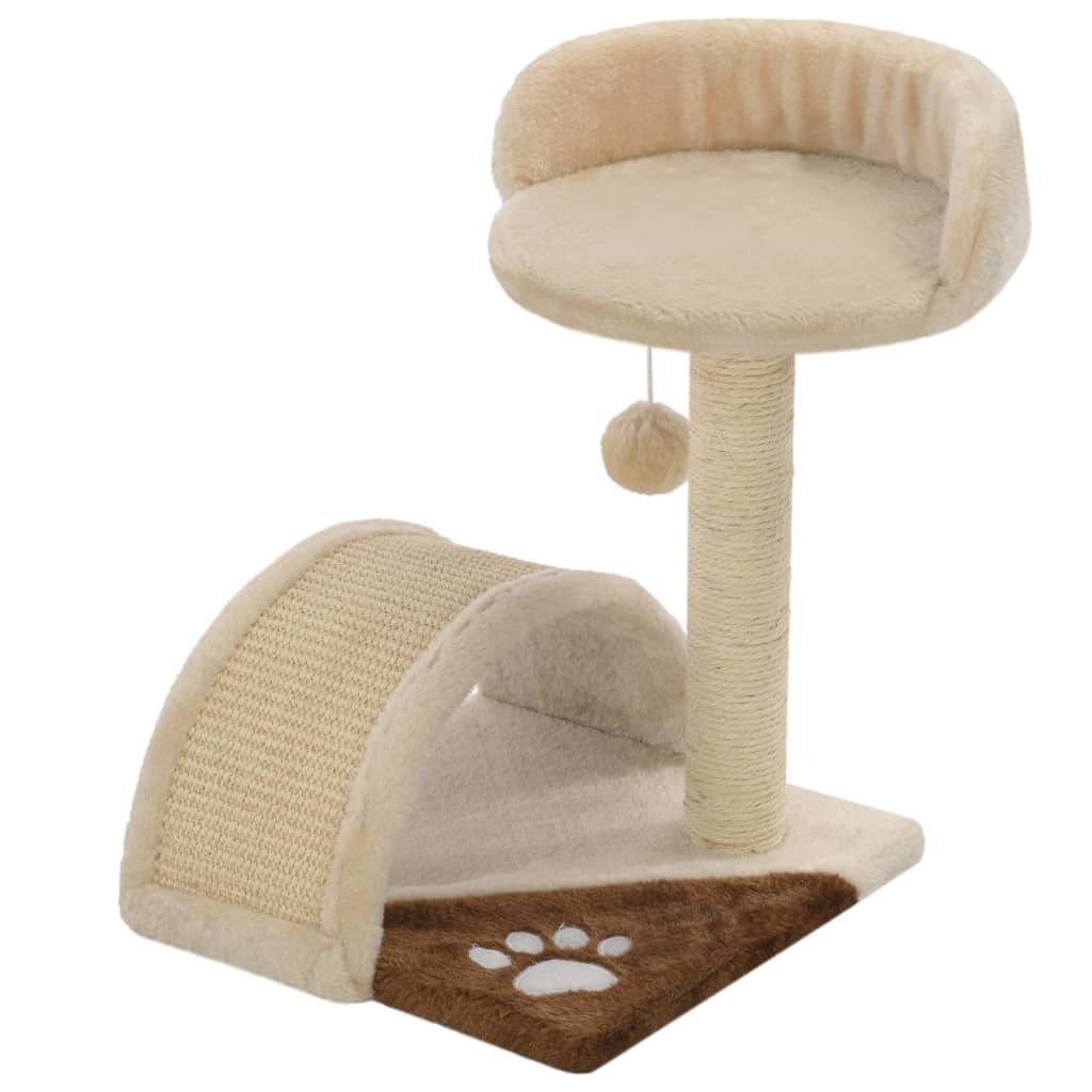 Arbre à chat, Tour à chat avec griffoir en sisal 40 cm Beige et Marron MP45 - Image 1