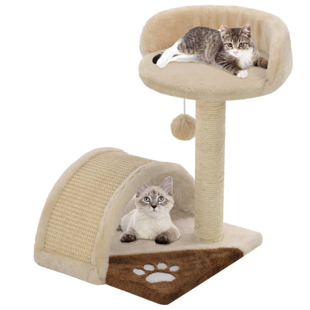 Arbre à chat, Tour à chat avec griffoir en sisal 40 cm Beige et Marron MP45 - Image 2