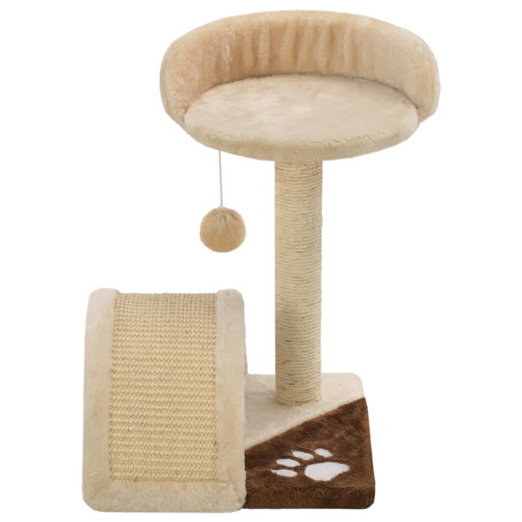 Arbre à chat, Tour à chat avec griffoir en sisal 40 cm Beige et Marron MP45 - Image 4