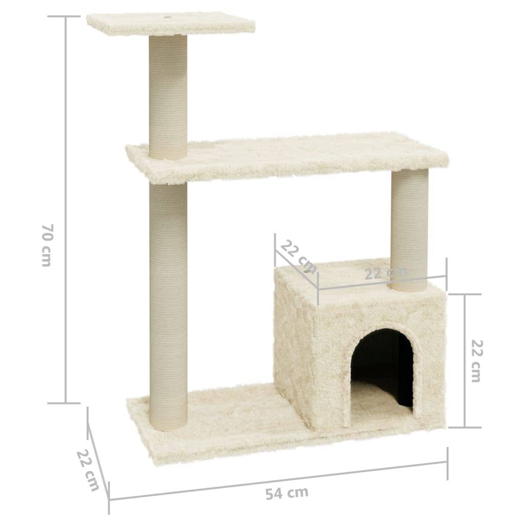 Arbre à chat bois d'ingénierie et sisal crème 54 x 22 x 70 cm - PANGIVO - Image 6