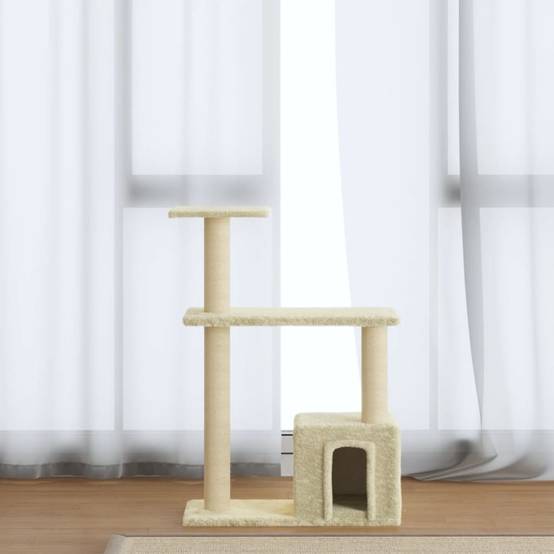 Arbre à chat bois d'ingénierie et sisal crème 54 x 22 x 70 cm - PANGIVO - Image 1