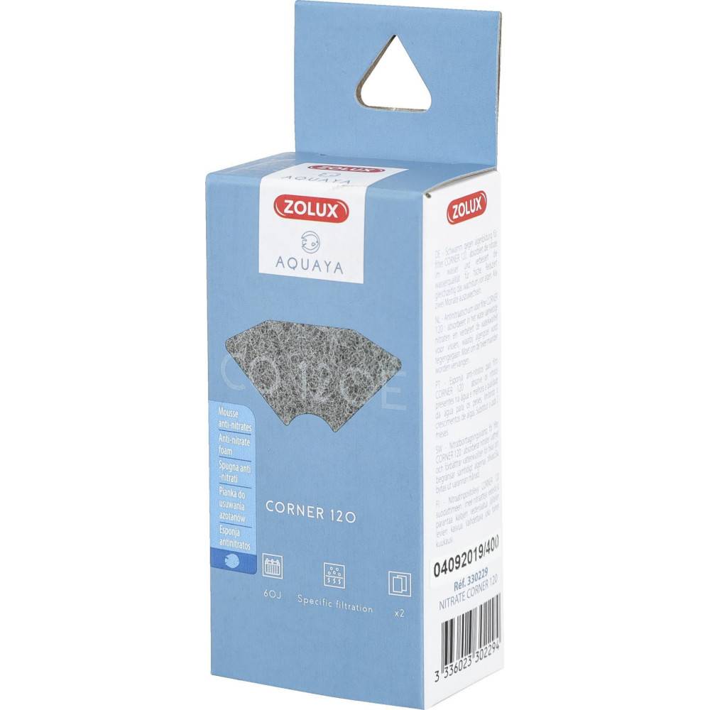 Zolux - Filtre pour pompe corner 120, filtre CO 120 E mousse anti-nitrates x 2. pour aquarium. - Imagen 1
