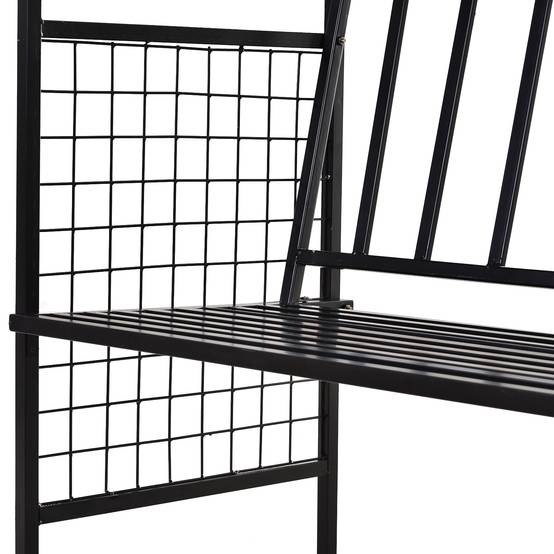 ComfortXL - Banc arche de jardin métal noir 154 x 60 x 205 cm treillis plantes grimpantes extérieur assise 2 places - Image 8