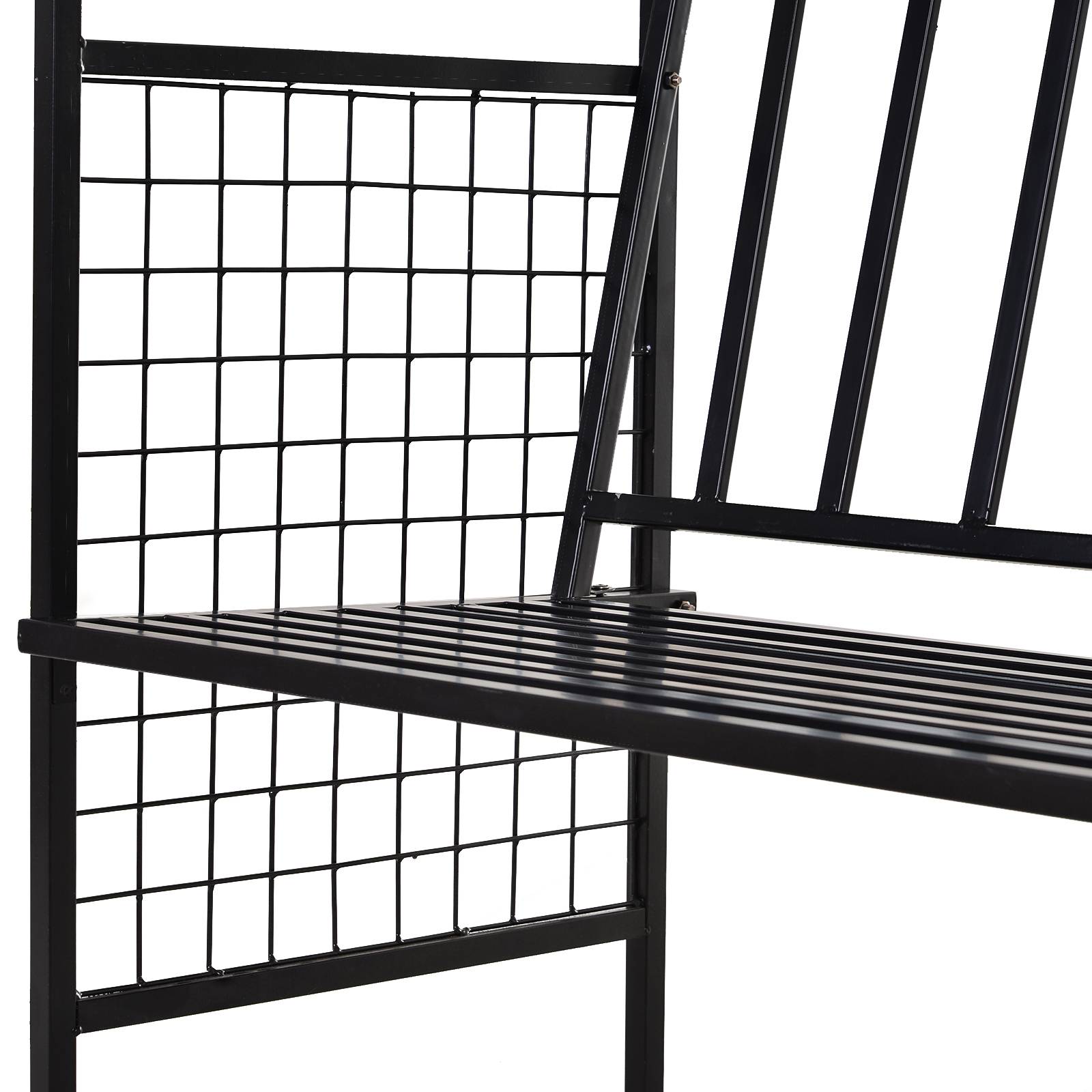 ComfortXL - Banc arche de jardin métal noir 154 x 60 x 205 cm treillis plantes grimpantes extérieur assise 2 places - Image 8