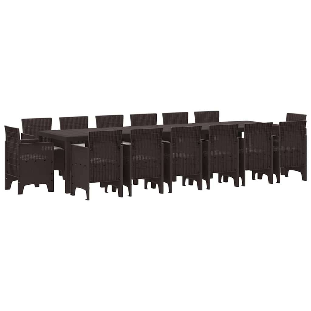 ComfortXL - Table et Chaises de Jardin 15 Pièces Résine Tressée avec Coussins pour 14 Convives Marron – ComfortXL Outdoor Living - Image 2