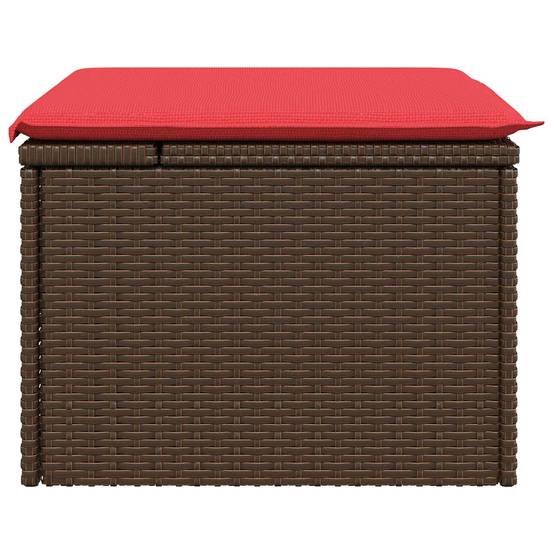 Tabouret de jardin | Repose-pied de jardin | Pouf Marron 55 x 55 x 37 cm polyrotin Maison Chic - Image 3
