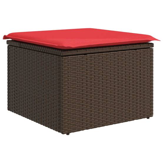Tabouret de jardin | Repose-pied de jardin | Pouf Marron 55 x 55 x 37 cm polyrotin Maison Chic - Image 2