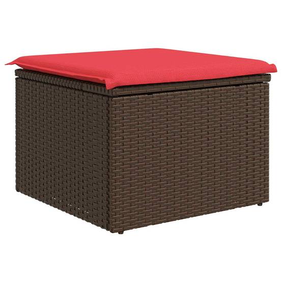 Tabouret de jardin | Repose-pied de jardin | Pouf Marron 55 x 55 x 37 cm polyrotin Maison Chic - Image 4