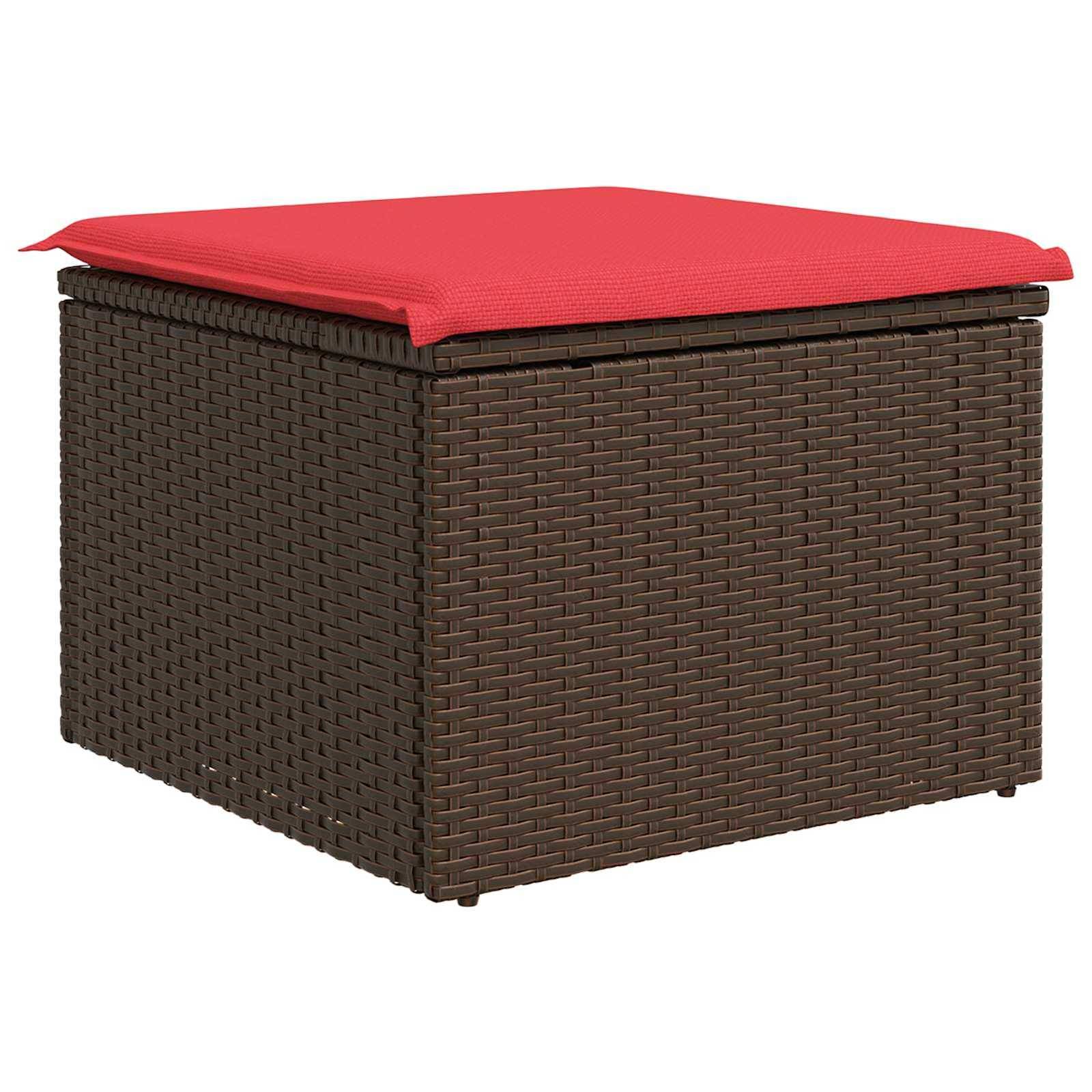 Tabouret de jardin | Repose-pied de jardin | Pouf Marron 55 x 55 x 37 cm polyrotin Maison Chic - Image 4