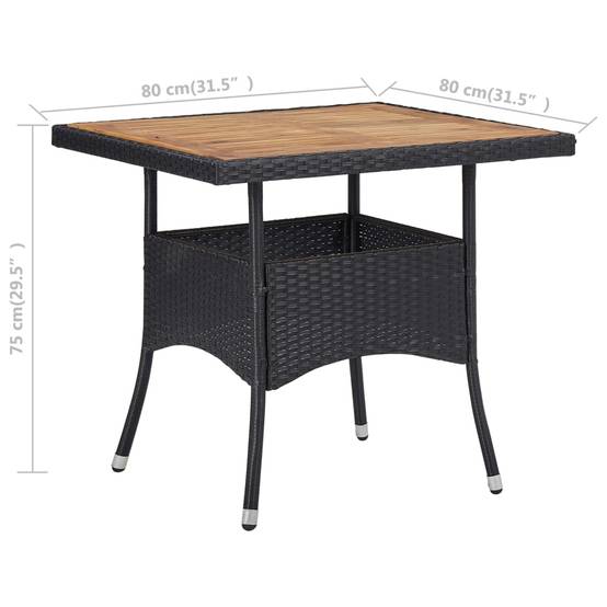 Maison Chic - Table de jardin | Table d'extérieur Noir Résine tressée et bois d'acacia solide - Image 4