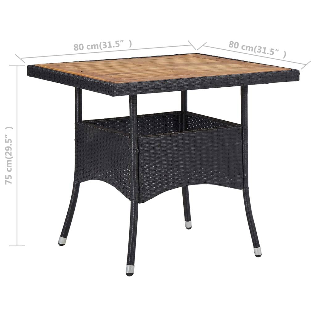 Maison Chic - Table de jardin | Table d'extérieur Noir Résine tressée et bois d'acacia solide - Image 4