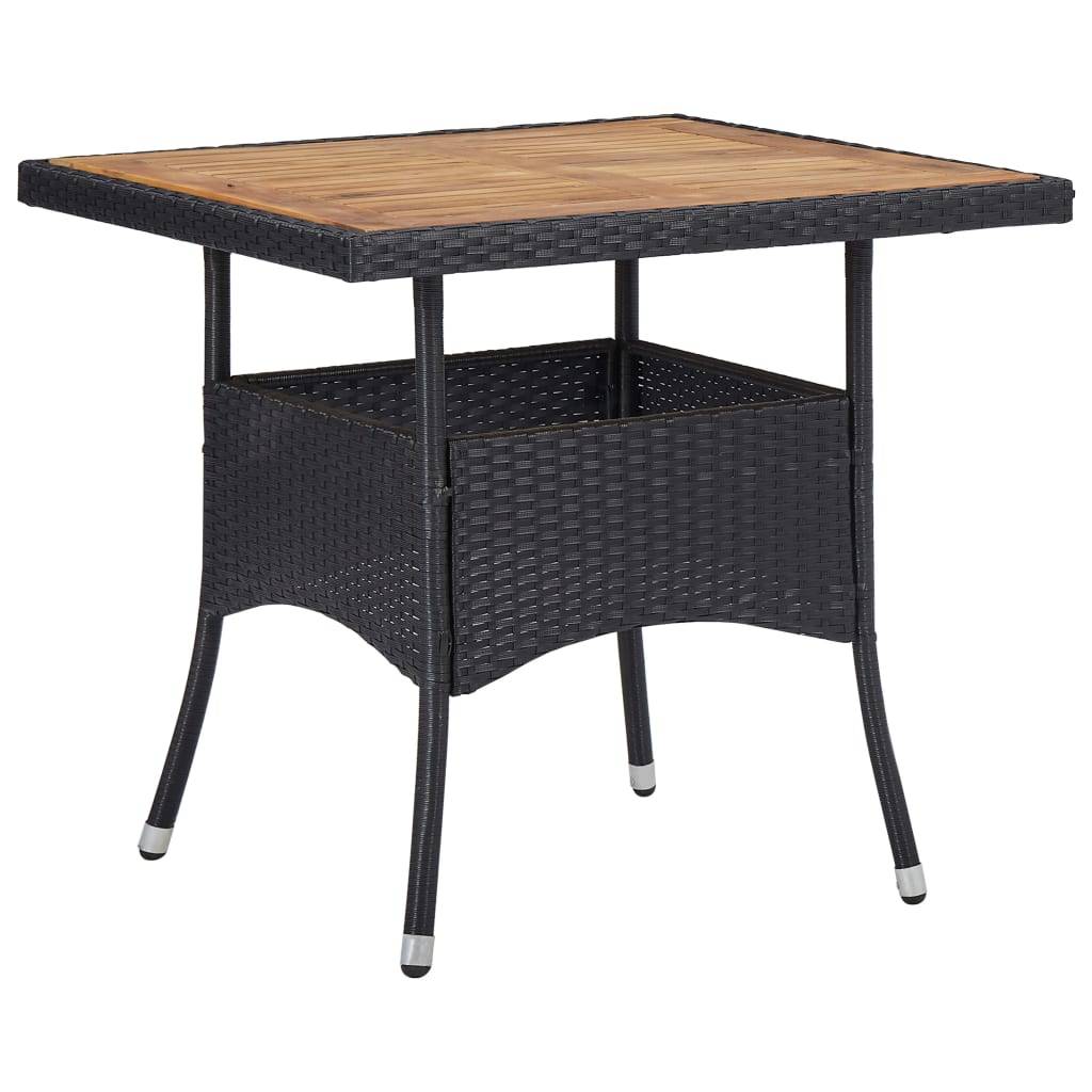 Maison Chic - Table de jardin | Table d'extérieur Noir Résine tressée et bois d'acacia solide - Image 2
