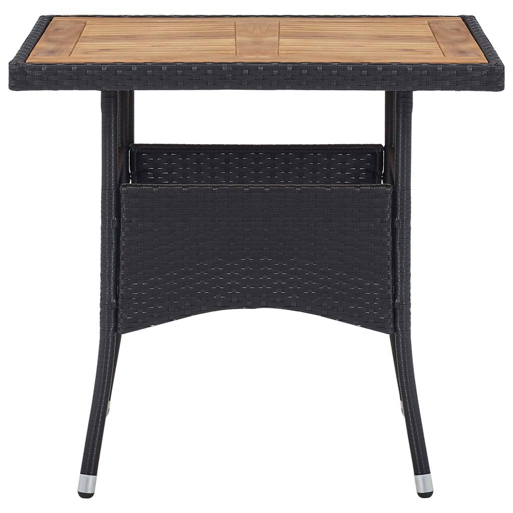 Maison Chic - Table de jardin | Table d'extérieur Noir Résine tressée et bois d'acacia solide - Image 1