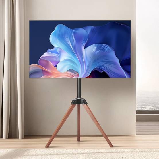 VEVOR Support TV trépied pour écrans 102-165cm, pieds chêne, charge 45kg, VESA 600x400mm, pour intérieur. - Image 8