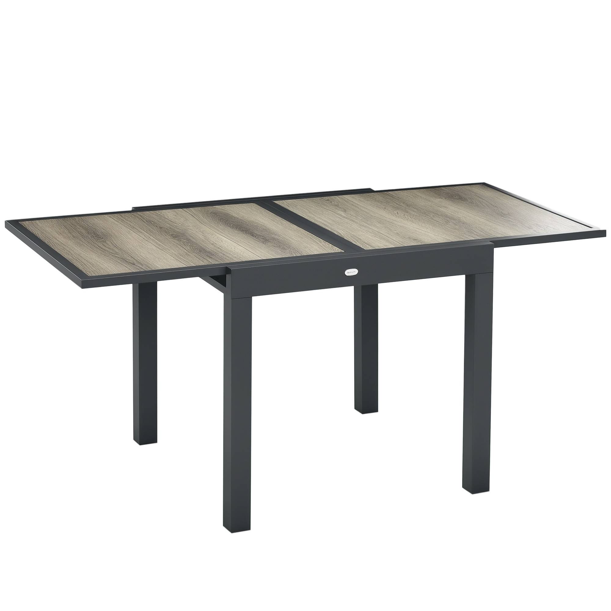 Sans Marque - Table de jardin extensible pour 6 personnes en plastique et aluminium, 80/160 x 80 x 75 cm, beige - Image 1