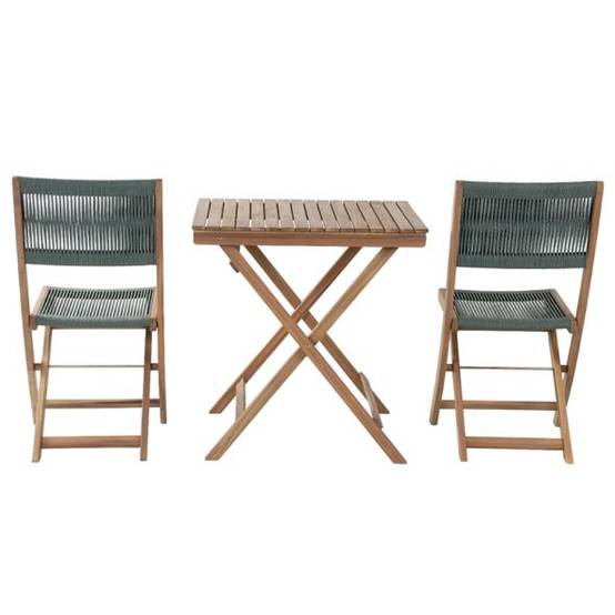 Beau Rivage - Ensemble repas AMILA 2 places en bois d'acacia blanchi FSC et corde verte Beau Rivage - Imagen 6