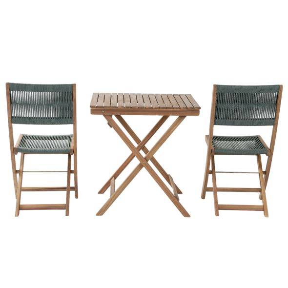Beau Rivage - Ensemble repas AMILA 2 places en bois d'acacia blanchi FSC et corde verte Beau Rivage - Imagen 6