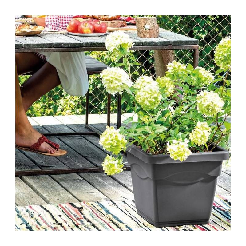 Deroma - Deroma Pot De Fleurs Carre Day R Anthracite - Coloris Gris Anthracite - 38cm - Imagen 1