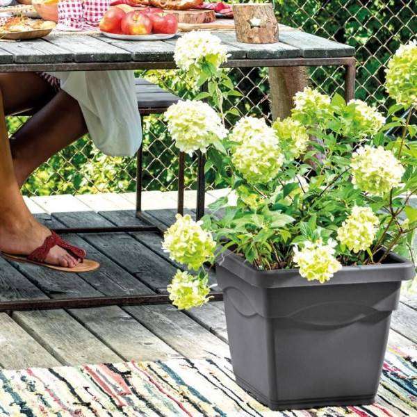 Deroma - Deroma Pot De Fleurs Carre Day R Anthracite - Coloris Gris Anthracite - 38cm - Imagen 2