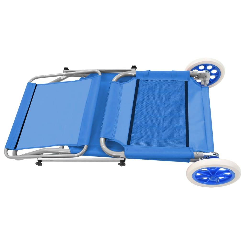 Helloshop26 - Transat chaise longue bain de soleil lit de jardin terrasse meuble d'extérieur pliable avec auvent et roues acier bleu - Imagen 6