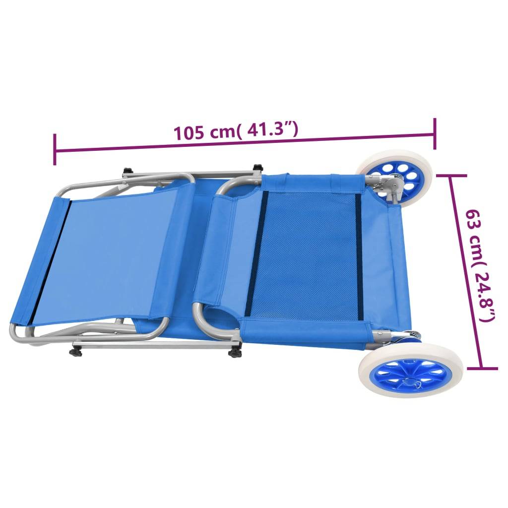 Helloshop26 - Transat chaise longue bain de soleil lit de jardin terrasse meuble d'extérieur pliable avec auvent et roues acier bleu - Imagen 9