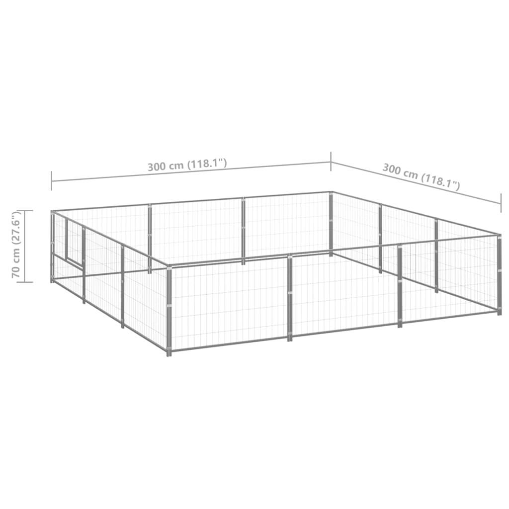 Vidaxl - Chenil Argenté 9 m² Acier vidaXL 3082135 - Imagen 3