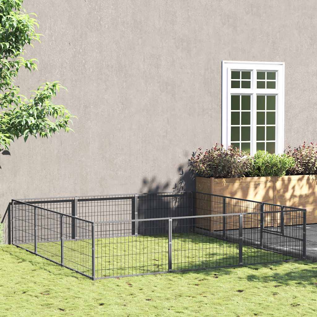 Vidaxl - Chenil Argenté 9 m² Acier vidaXL 3082135 - Imagen 1