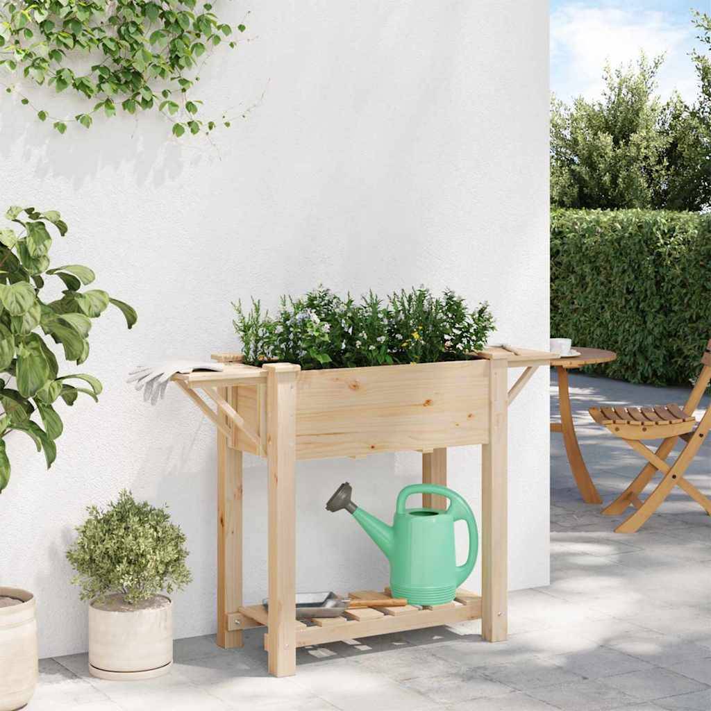 Cache-pot | Bac à fleurs de jardin avec étagère Beige 111 x 37 x 76,5 cm - Image 4