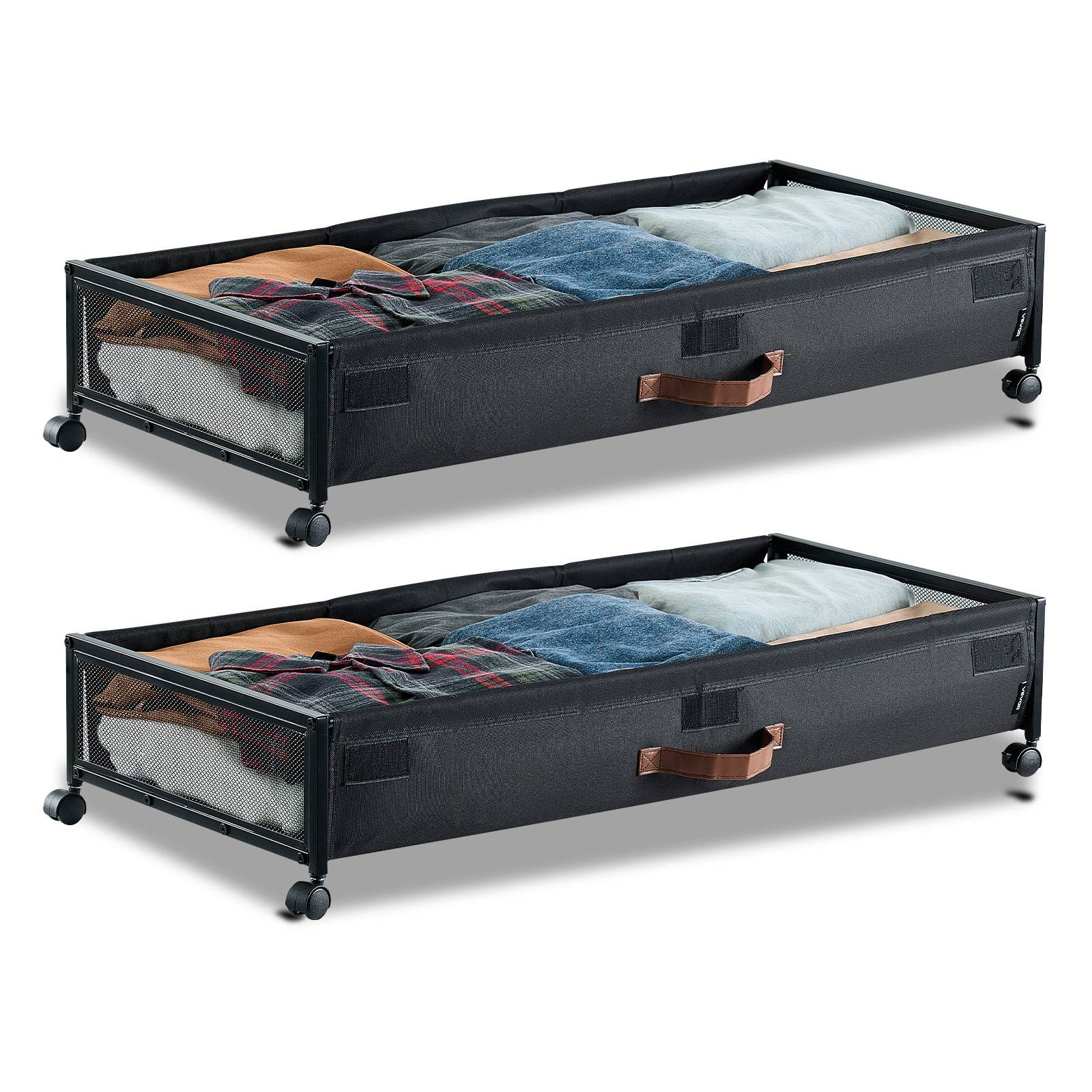 VEVOR Sacs rangement sous lit, roulettes, 91.5x46x18.5cm, 2pcs, couvercle transparent. - Image 1