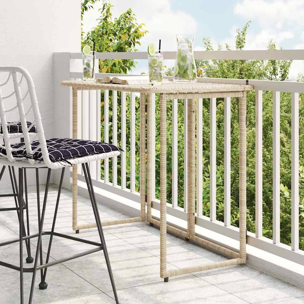 PANGIVO - Table de jardin pliante beige 90 x 51 x 75 cm polyrotin - PANGIVO - Image 1