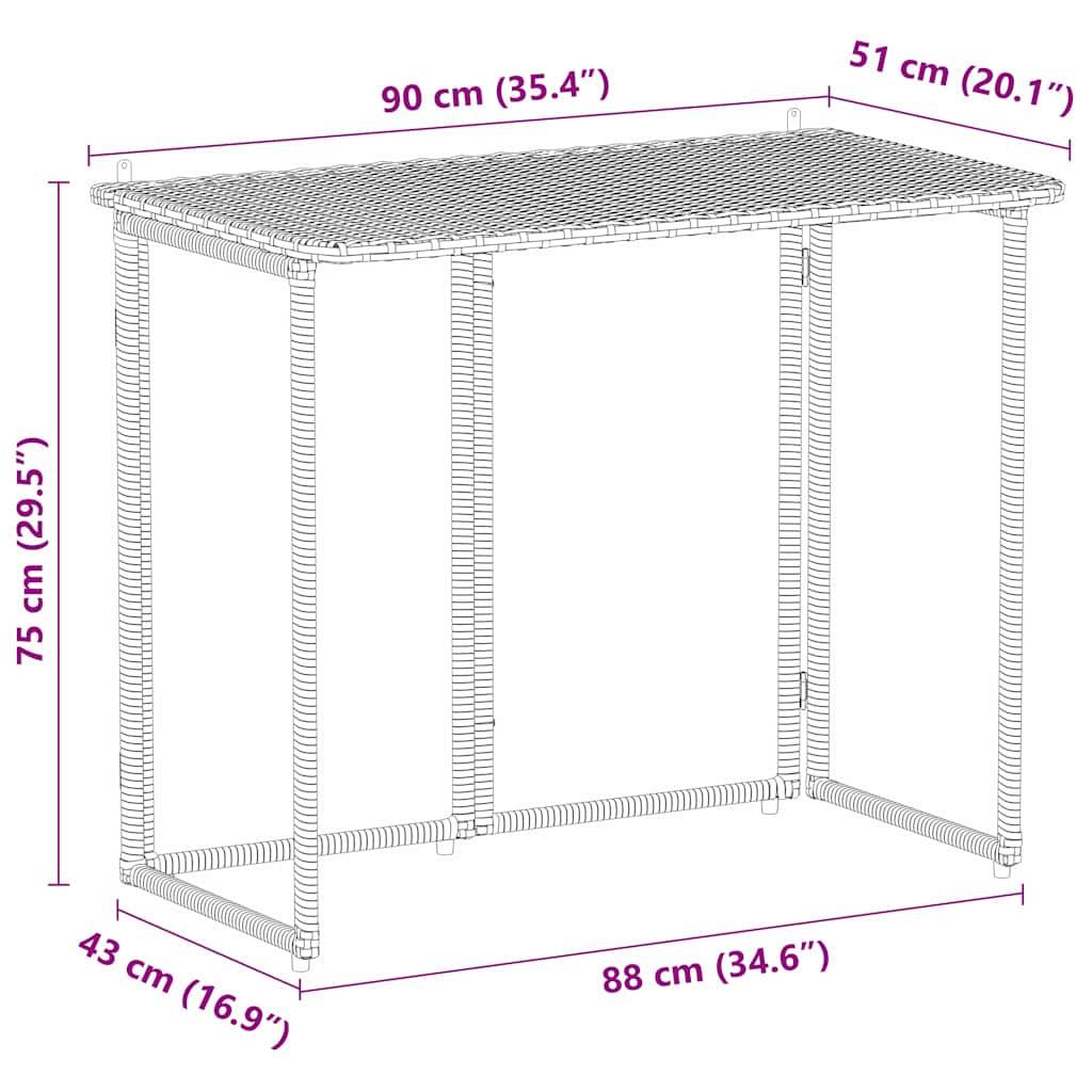 PANGIVO - Table de jardin pliante beige 90 x 51 x 75 cm polyrotin - PANGIVO - Image 10