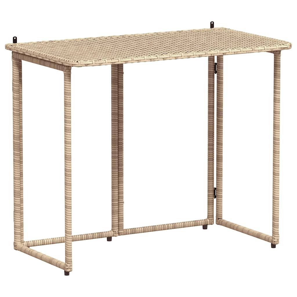 PANGIVO - Table de jardin pliante beige 90 x 51 x 75 cm polyrotin - PANGIVO - Image 2