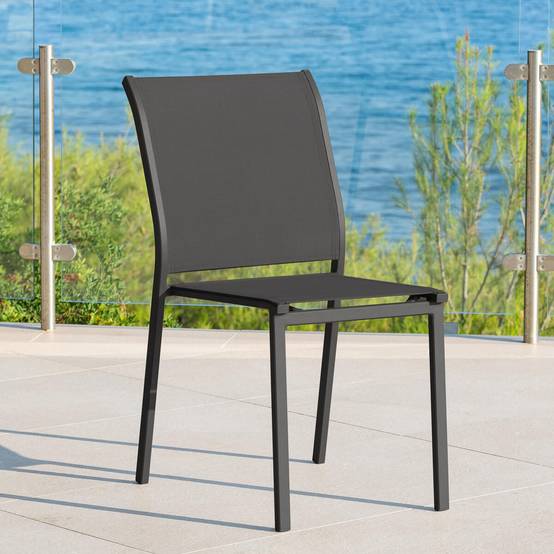 Hesperide - Chaise de jardin empilable "Essentia" anthracite & graphite aluminium traité époxy Hespéride - Image 1