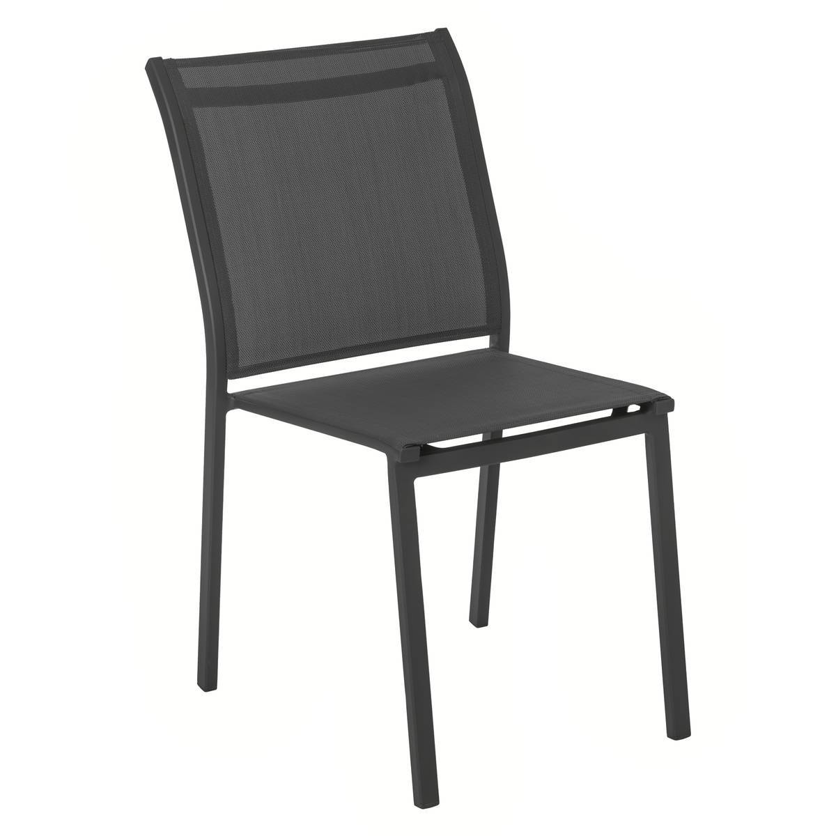 Hesperide - Chaise de jardin empilable "Essentia" anthracite & graphite aluminium traité époxy Hespéride - Image 2