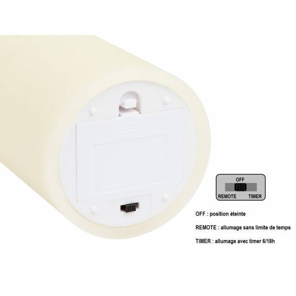 Bougie LED en cire véritable Ivoire Flamme vacillante à piles H10cm Timer Blanc chaud Lotti - Image 3