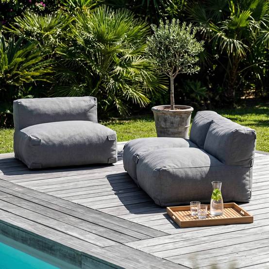 Oviala - Salon de jardin modulable 3 places gris Mixi - Oviala - Image 1